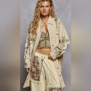 POL Biege/ Floral Long Jacket